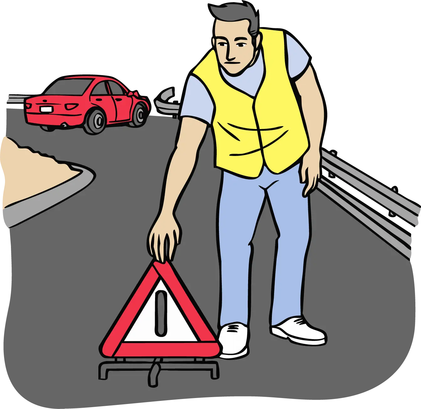 Erste Hilfe - Warndreieck aufstellen